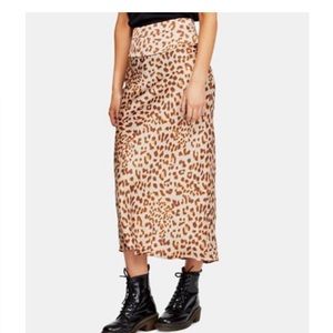 Free People Animal Print Midi Skirt